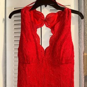 Long Red Lace Backless Mermaid Gown | Prom 2024